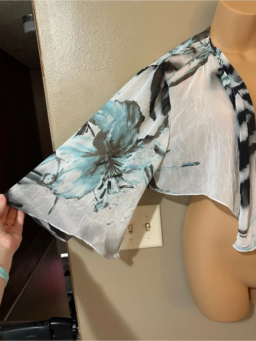 Alex Evenings Floral Chiffon Open Front Wrap Jacket CropCardigan Festival Grunge